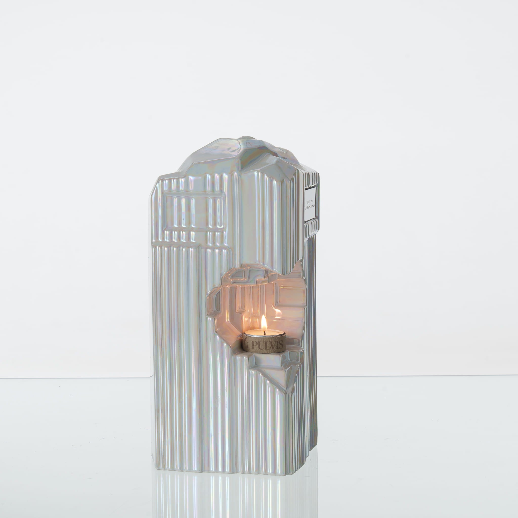 Pulvis Art Urns Adult Size Urn Cremation Candle Urn for Ashes "Heart" - Large | Pearly White | Ceramic Urn