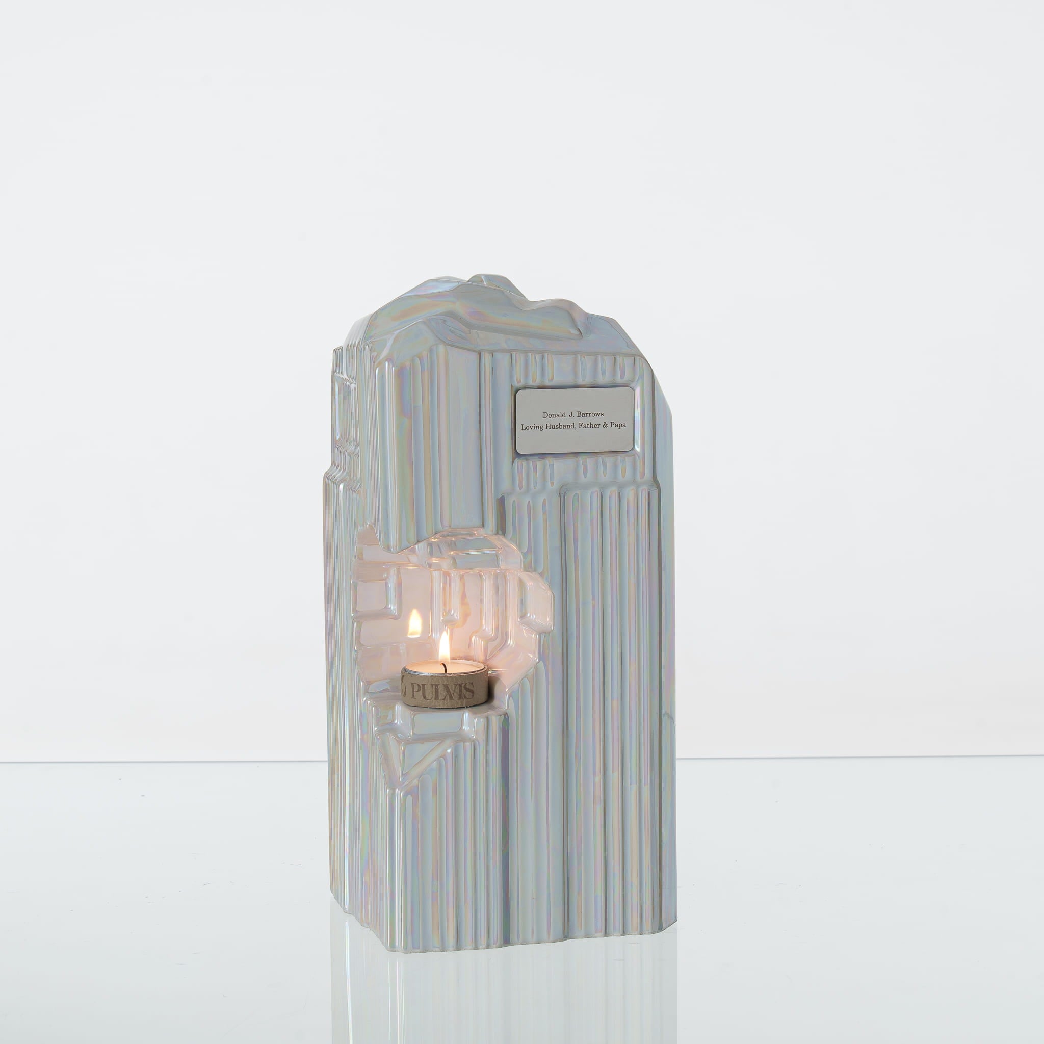 Pulvis Art Urns Adult Size Urn Cremation Candle Urn for Ashes "Heart" - Large | Pearly White | Ceramic Urn