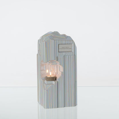 Pulvis Art Urns Adult Size Urn Cremation Candle Urn for Ashes "Heart" - Large | Pearly White | Ceramic Urn