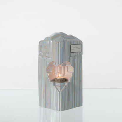 Pulvis Art Urns Adult Size Urn NO (FREE) / NONE (FREE) Cremation Candle Urn for Ashes "Heart" - Large | Pearly White | Ceramic Urn