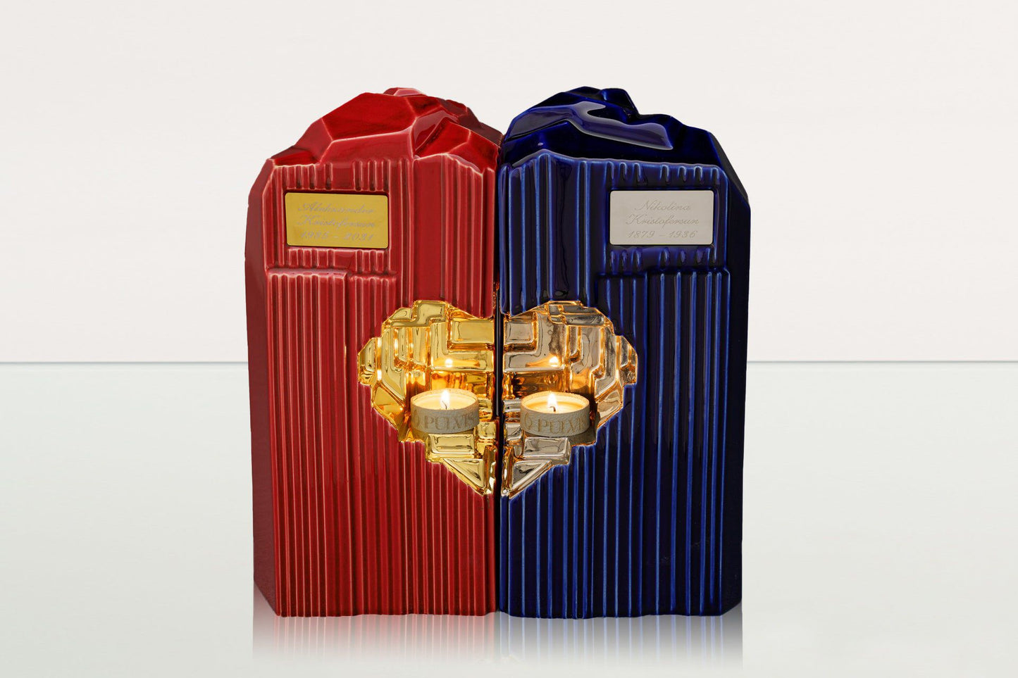 
                  
                    Pulvis Art Urns Adult Size Urn Cremation Candle Urn for Ashes "Heart" - Large | Red | Ceramic Urn
                  
                