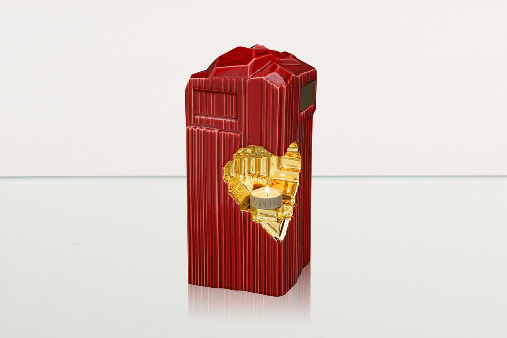 Pulvis Art Urns Adult Size Urn Cremation Candle Urn for Ashes "Heart" - Large | Red | Ceramic Urn