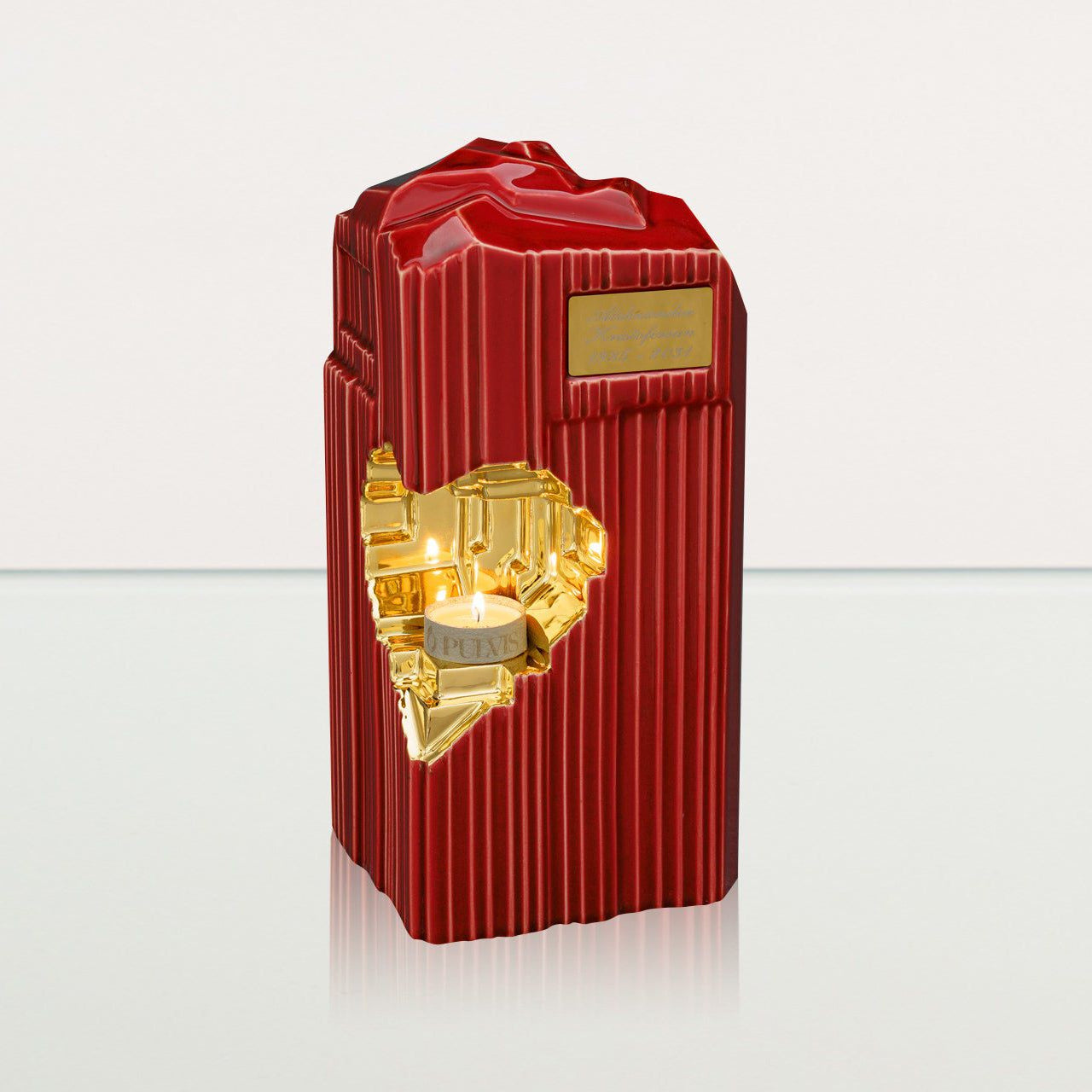 Cremation Candle Urn for Ashes "Heart" - Large | Red | Ceramic Urn - Pulvis Art Urns