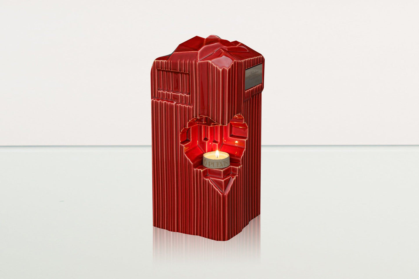 
                  
                    Pulvis Art Urns Adult Size Urn Cremation Candle Urn for Ashes "Heart" - Large | Red | Ceramic Urn
                  
                