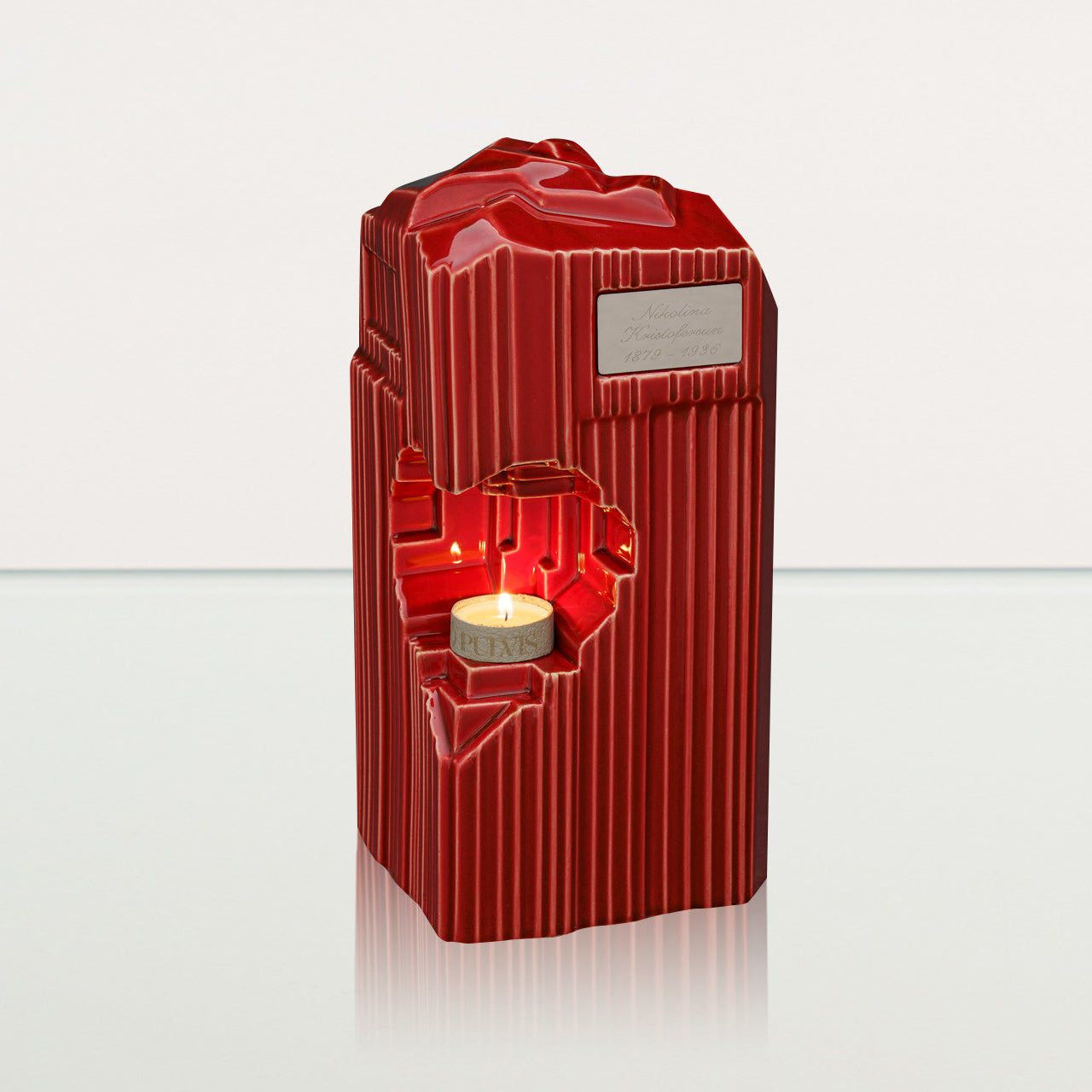 Cremation Candle Urn for Ashes "Heart" - Large | Red | Ceramic Urn - Pulvis Art Urns