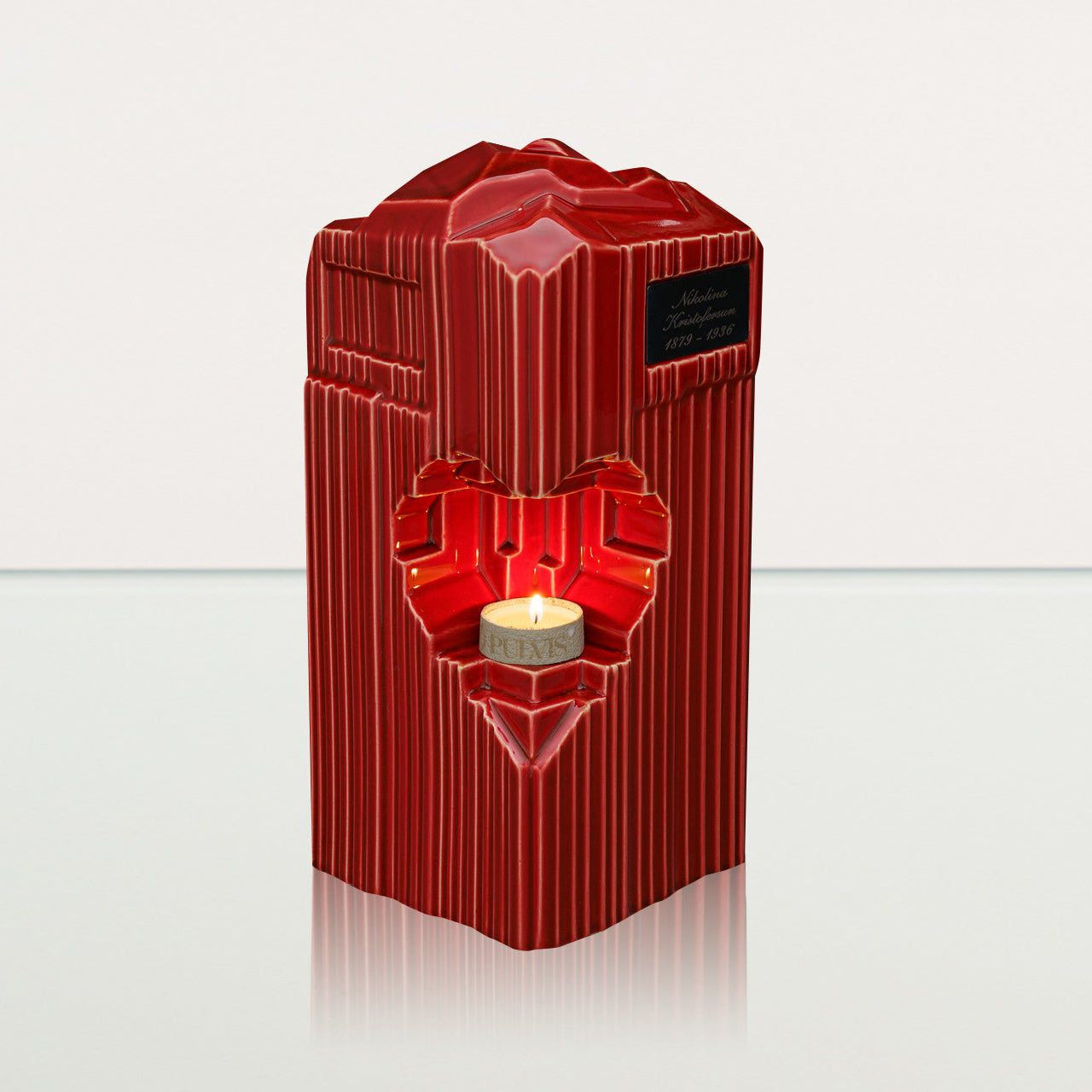 Cremation Candle Urn for Ashes "Heart" - Large | Red | Ceramic Urn - Pulvis Art Urns