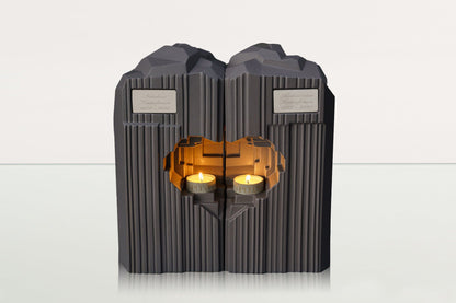 Cremation Candle Urn for Ashes "Heart" - Large Urn | Grey Matte | Ceramic - Pulvis Art Urns