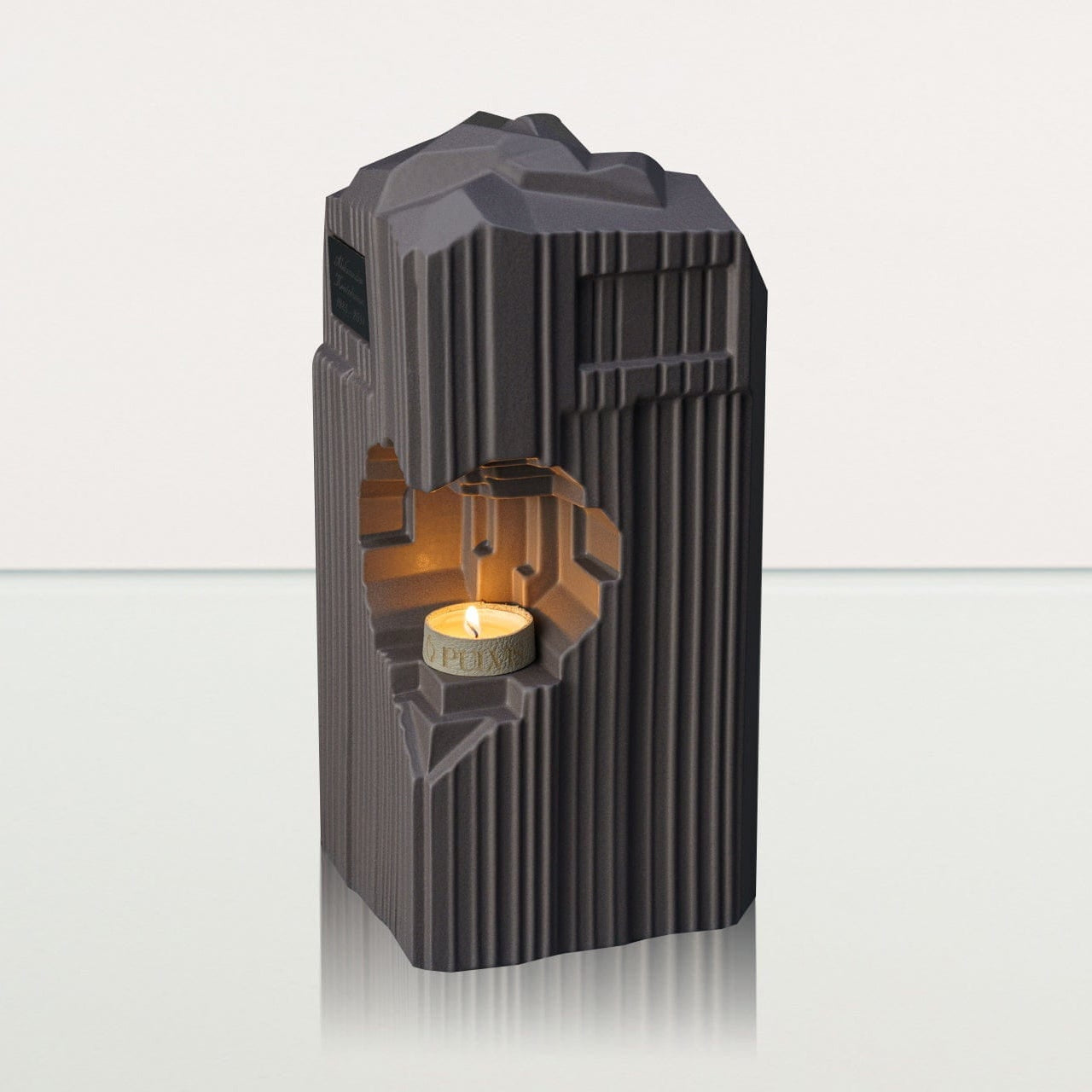 Cremation Candle Urn for Ashes "Heart" - Large Urn | Grey Matte | Ceramic - Pulvis Art Urns