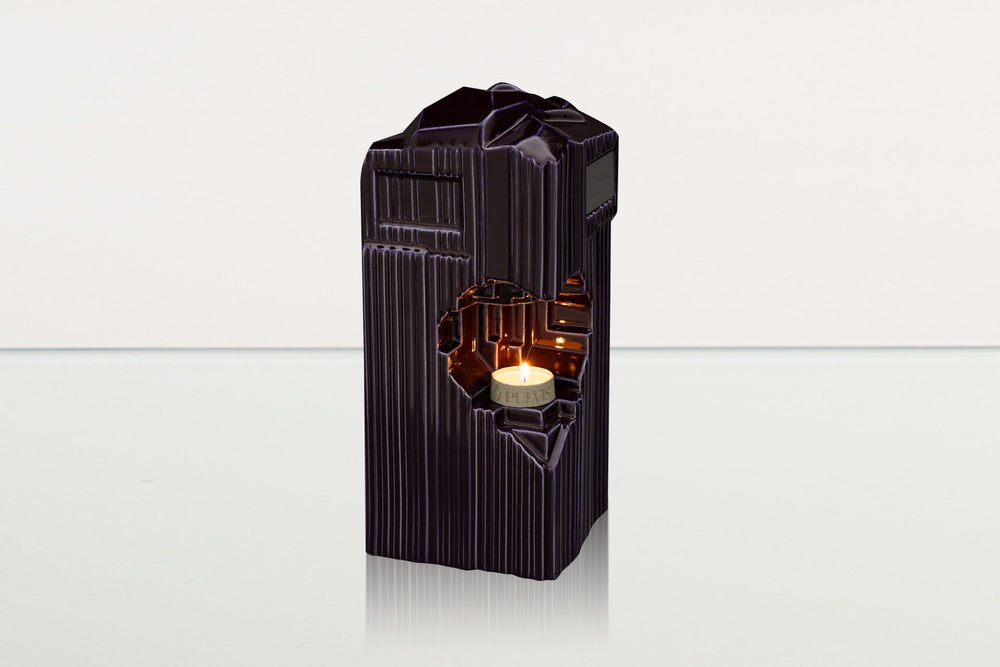 Pulvis Art Urns Adult Size Urn Cremation Candle Urn for Ashes "Heart" - Large | Violet | Ceramic Urn