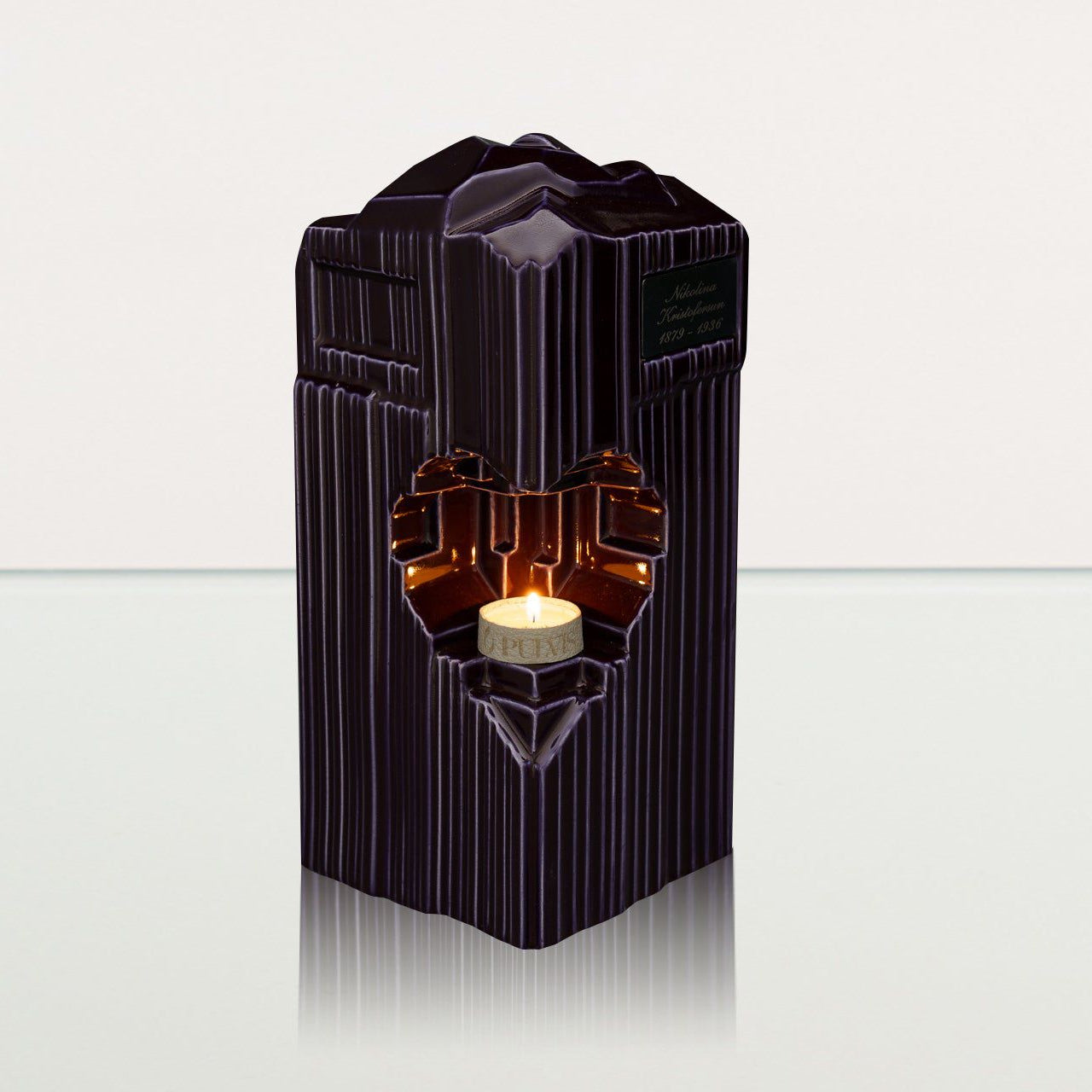 Cremation Candle Urn for Ashes "Heart" - Large | Violet | Ceramic Urn - Pulvis Art Urns
