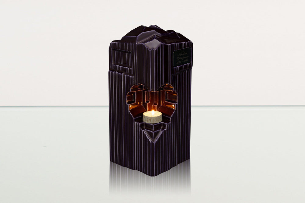 Pulvis Art Urns Adult Size Urn Cremation Candle Urn for Ashes "Heart" - Large | Violet | Ceramic Urn