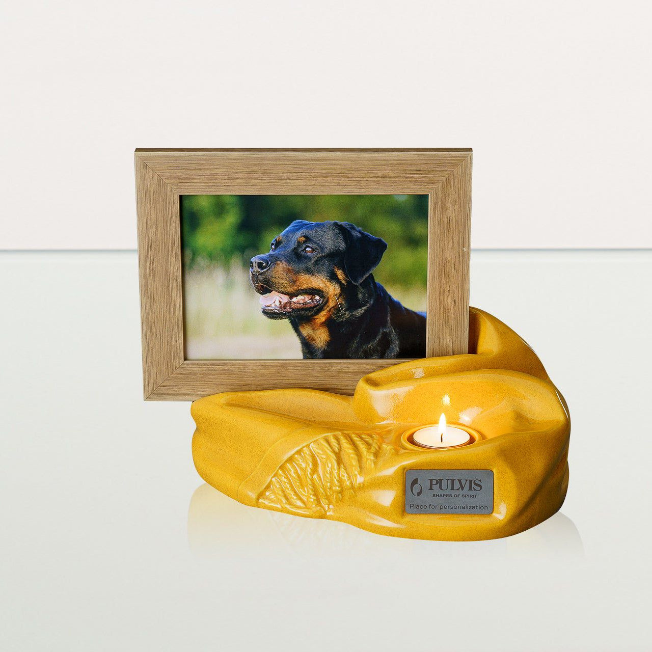 Cremation Urn "Cozy" - Amber Yellow | Ceramic Picture Frame Urn - Pulvis Art Urns