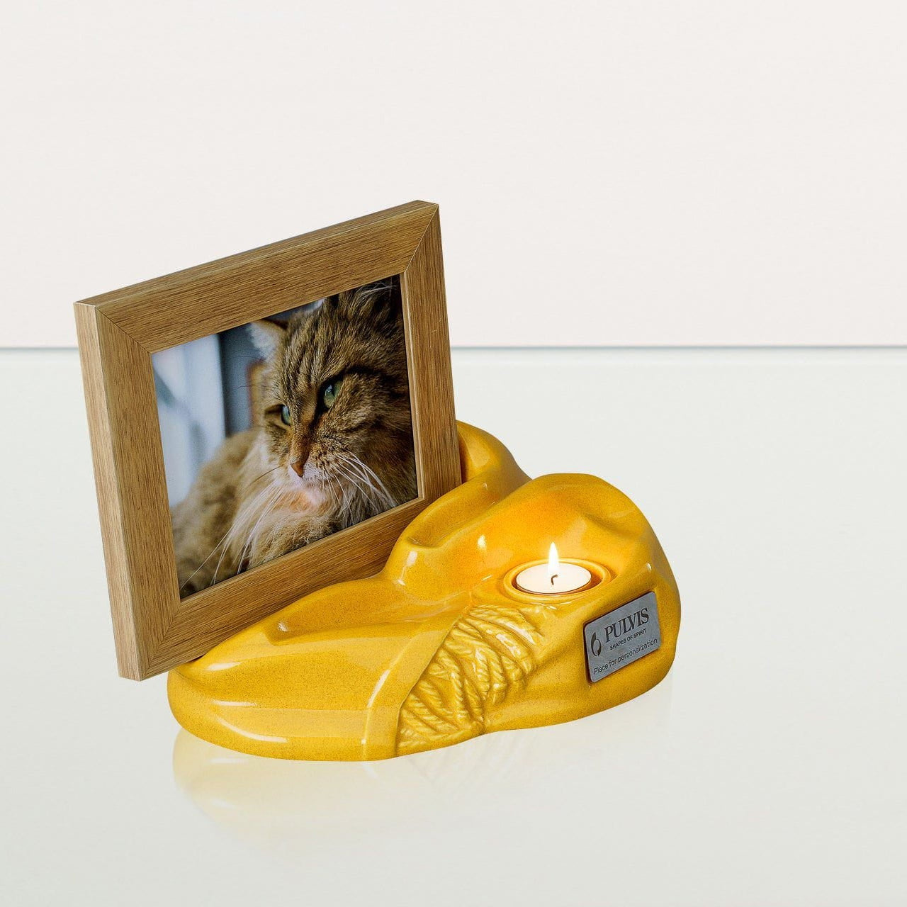 Cremation Urn "Cozy" - Amber Yellow | Ceramic Picture Frame Urn - Pulvis Art Urns