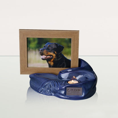 Cremation Urn "Cozy" - Blue Melange | Ceramic Picture Frame Urn - Pulvis Art Urns