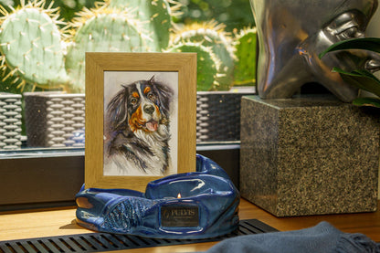 Cremation Urn "Cozy" - Blue Melange | Ceramic Picture Frame Urn - Pulvis Art Urns