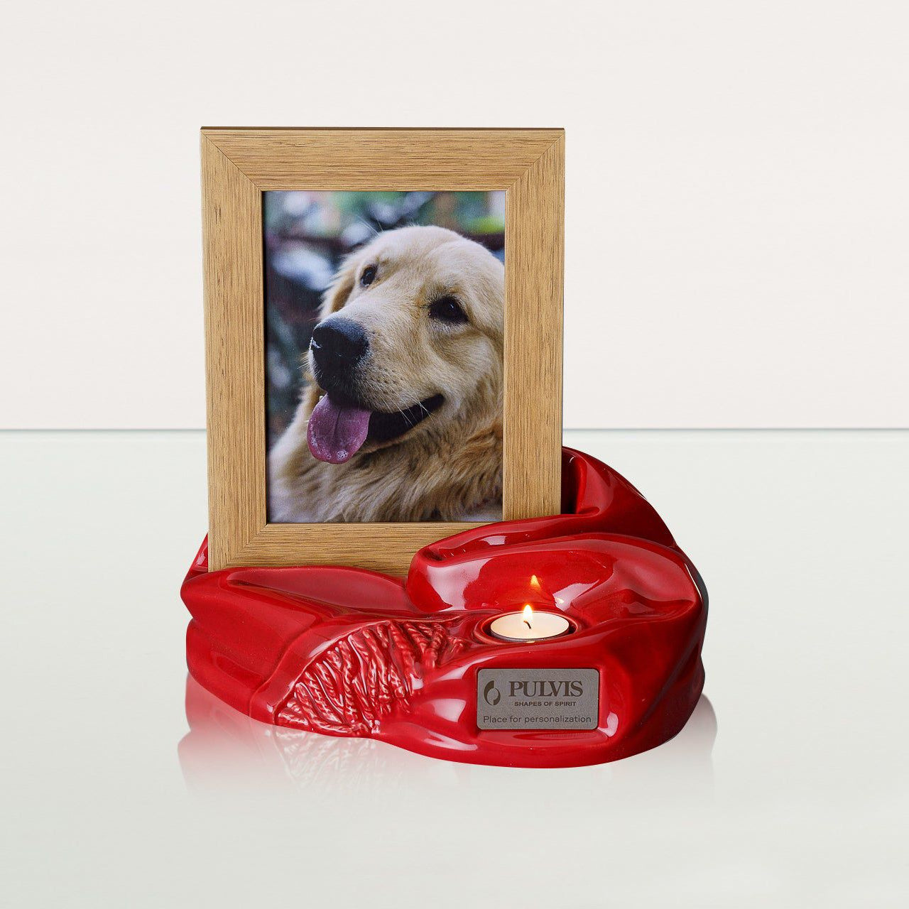 Cremation Urn "Cozy" - Glossy Red | Ceramic Picture Frame Urn - Pulvis Art Urns