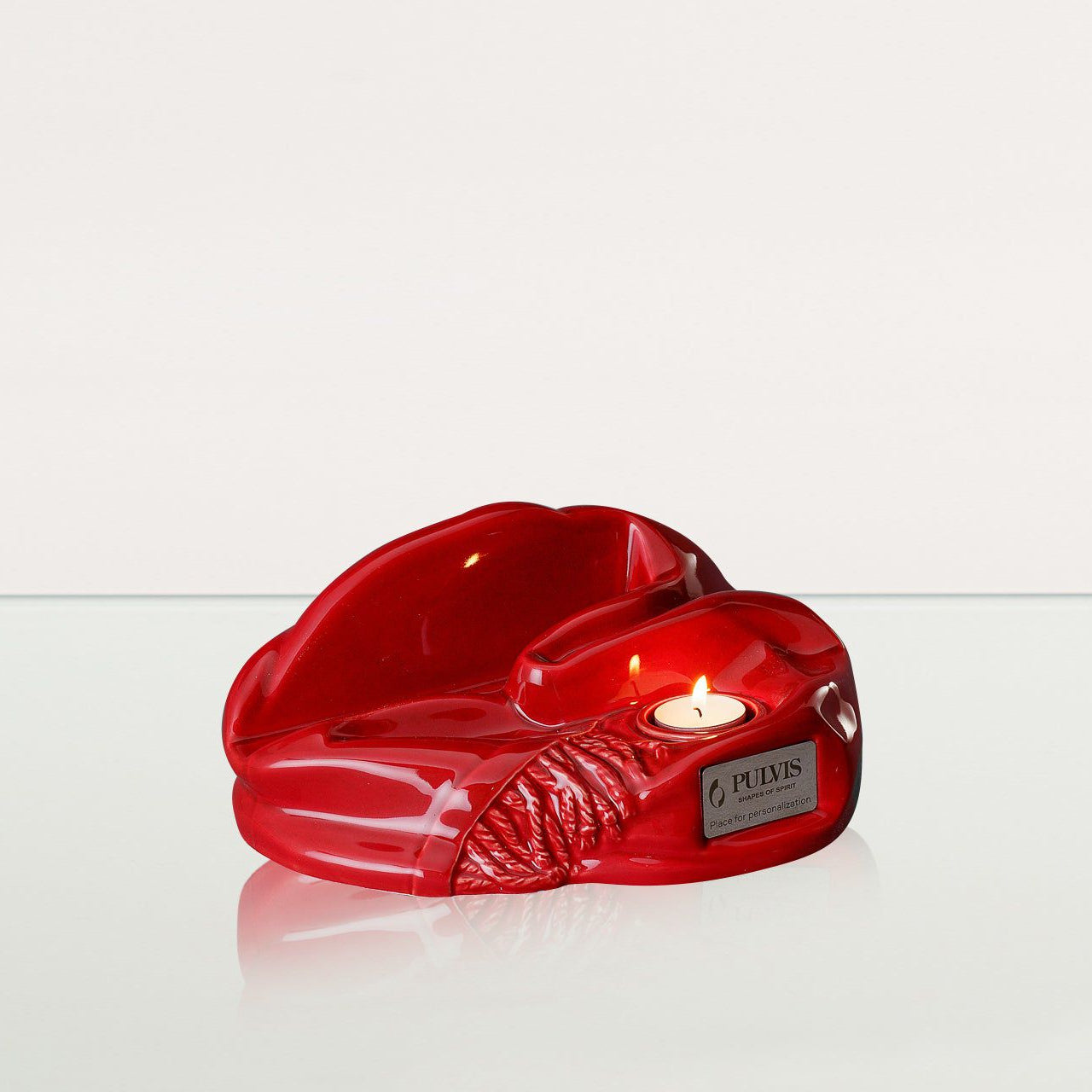 Cremation Urn "Cozy" - Glossy Red | Ceramic Picture Frame Urn - Pulvis Art Urns