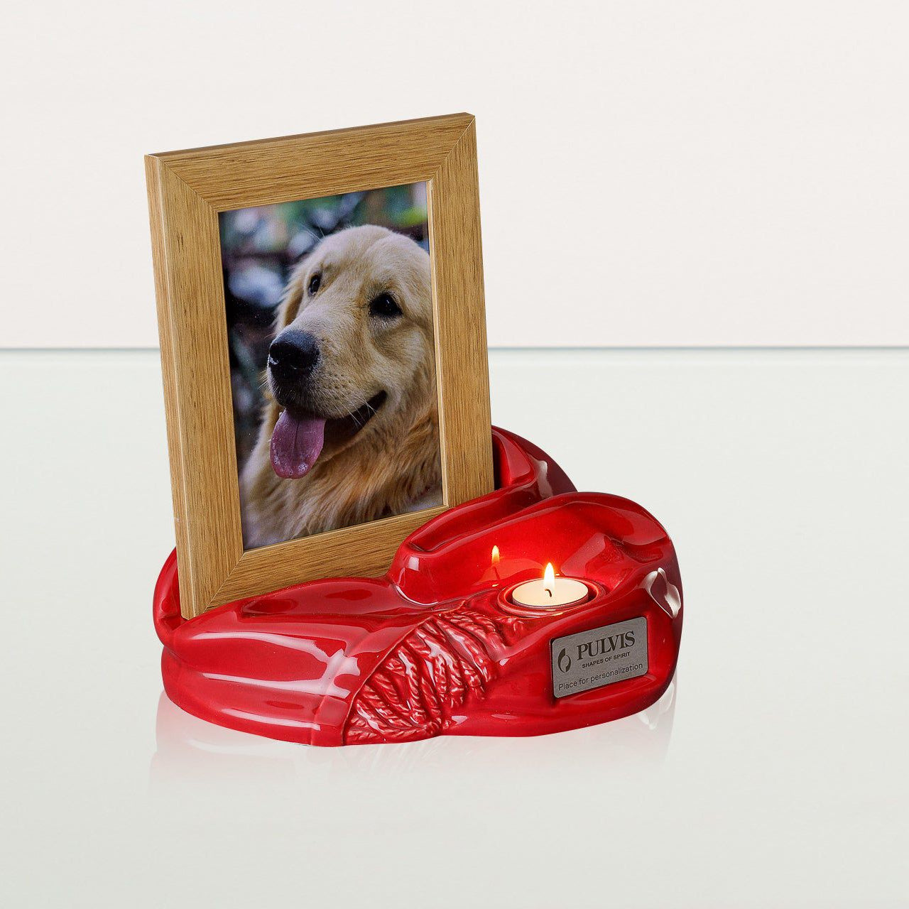 Cremation Urn "Cozy" - Glossy Red | Ceramic Picture Frame Urn - Pulvis Art Urns