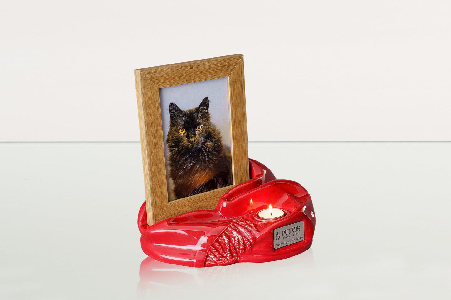 Pulvis Art Urns Adult Size Urn Cremation Urn "Cozy" - Glossy Red | Ceramic Picture Frame Urn