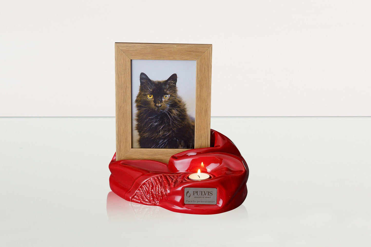 Pulvis Art Urns Adult Size Urn Cremation Urn "Cozy" - Glossy Red | Ceramic Picture Frame Urn