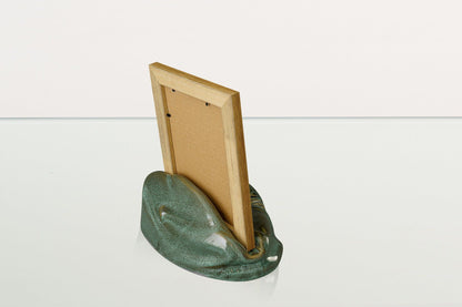 Cremation Urn "Cozy" - Oily Green Melange | Ceramic Picture Frame Urn - Pulvis Art Urns