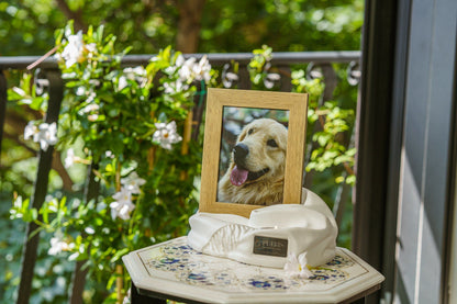 Cremation Urn "Cozy" - Oily Green Melange | Ceramic Picture Frame Urn - Pulvis Art Urns