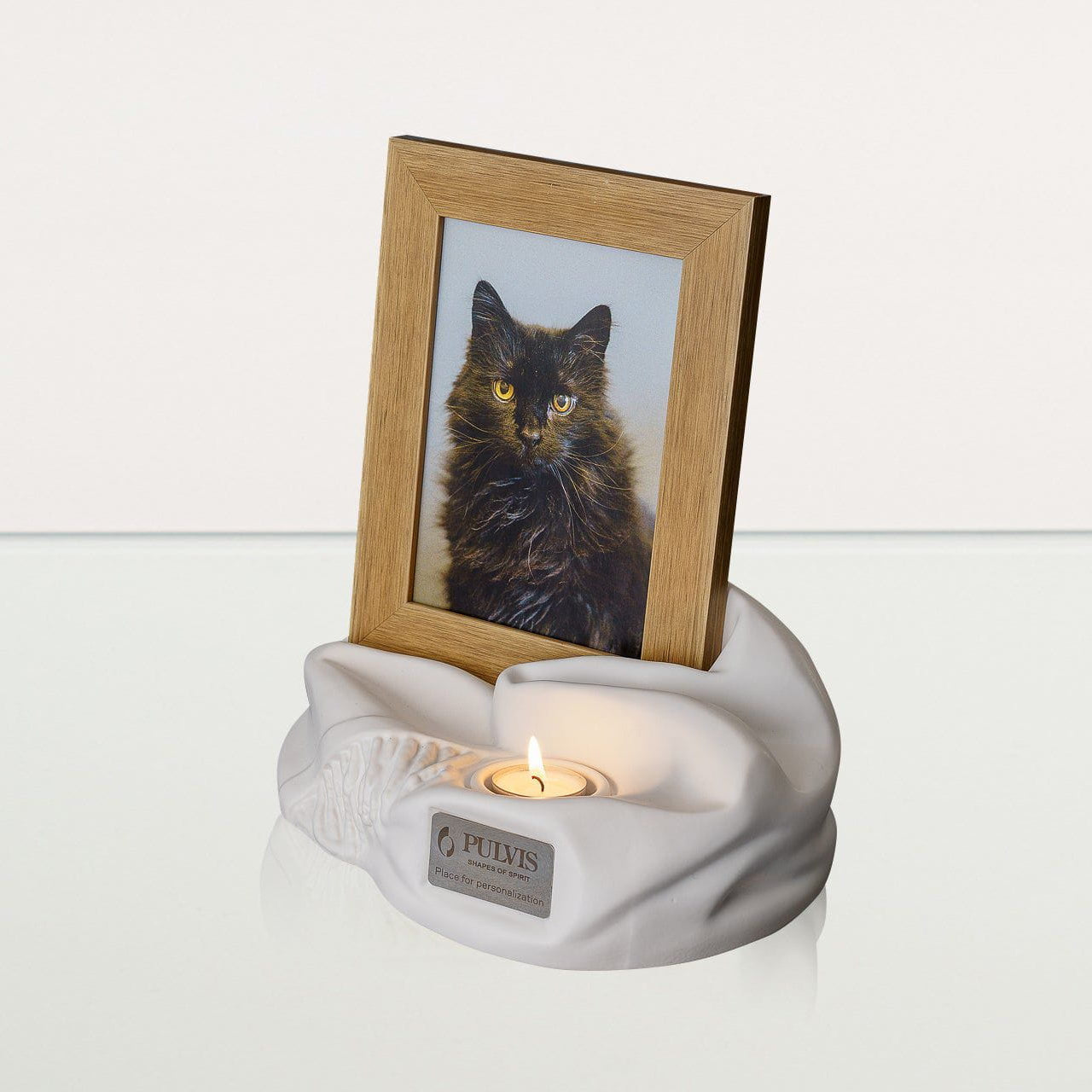 Cremation Urn "Cozy" - White Matte | Ceramic Picture Frame Urn - Pulvis Art Urns