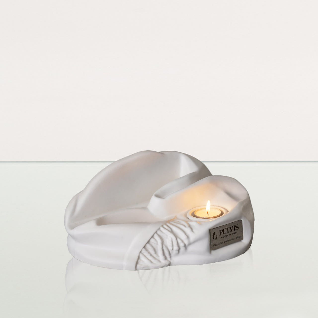 Cremation Urn "Cozy" - White Matte | Ceramic Picture Frame Urn - Pulvis Art Urns