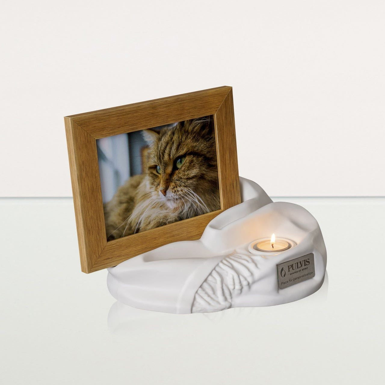Cremation Urn "Cozy" - White Matte | Ceramic Picture Frame Urn - Pulvis Art Urns