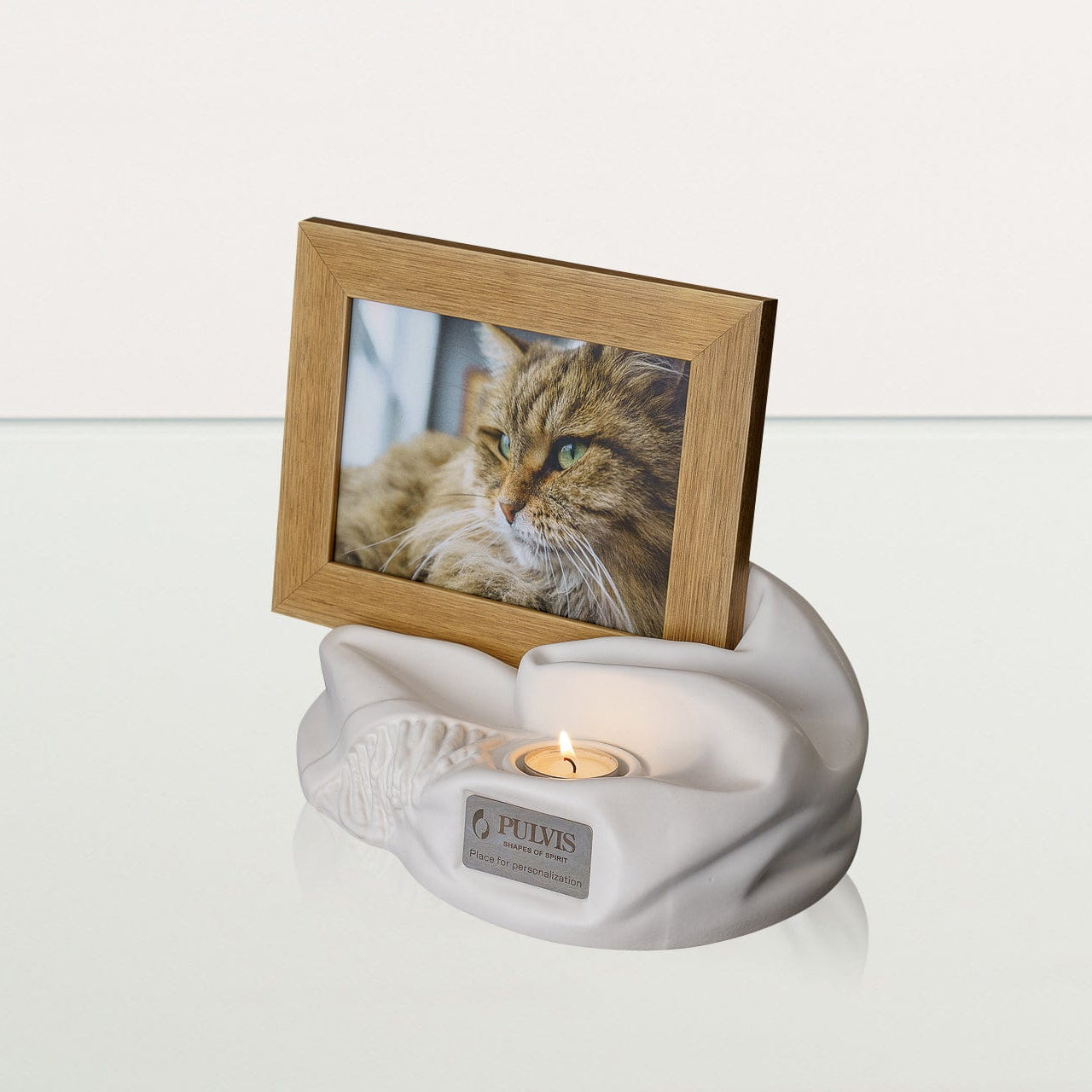 Cremation Urn "Cozy" - White Matte | Ceramic Picture Frame Urn - Pulvis Art Urns