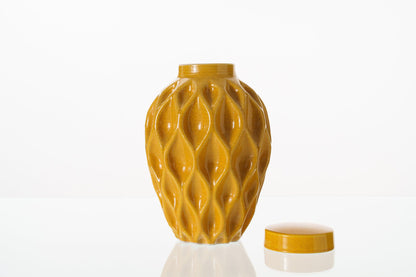 Cremation Urn "Echo" - 3D Printed Ceramic Urn | Amber Yellow | Large - Pulvis Art Urns
