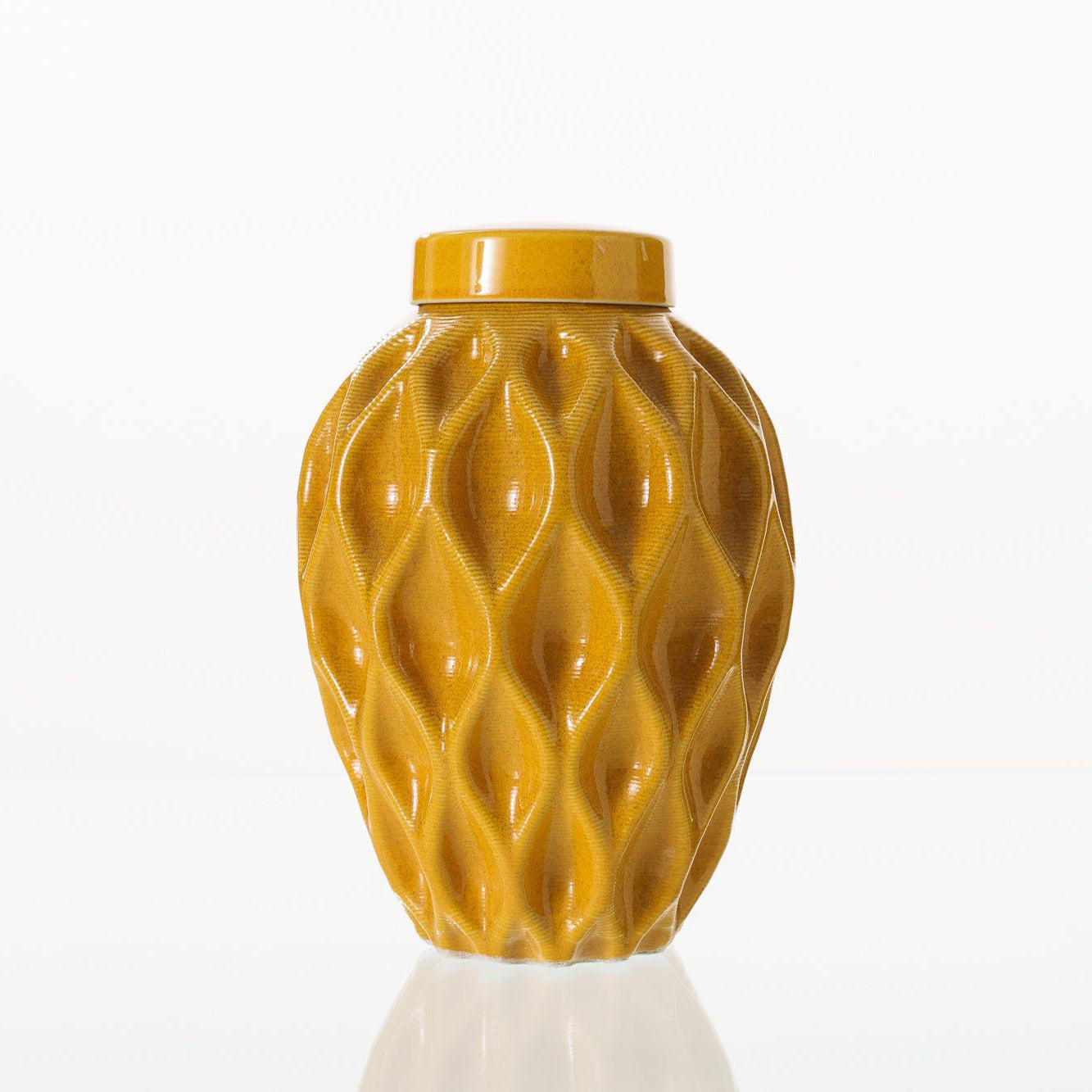 Cremation Urn "Echo" - 3D Printed Ceramic Urn | Amber Yellow | Large - Pulvis Art Urns