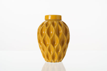 Cremation Urn "Echo" - 3D Printed Ceramic Urn | Amber Yellow | Large - Pulvis Art Urns