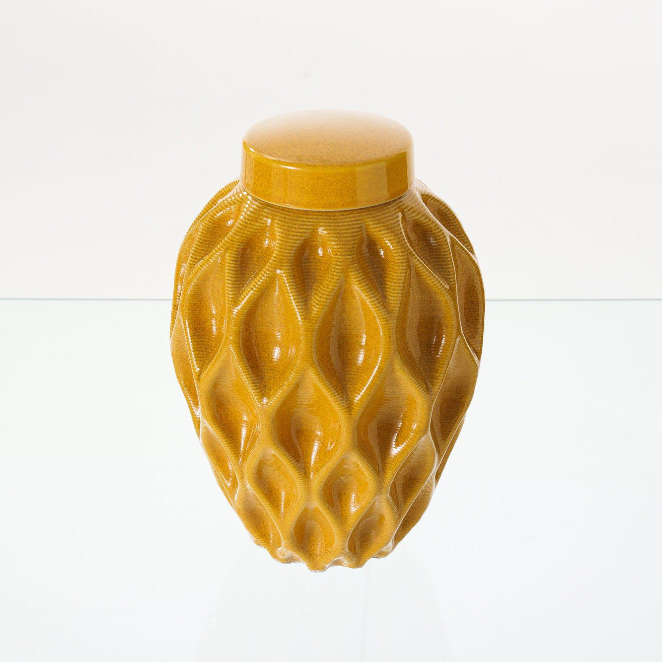 Cremation Urn "Echo" - 3D Printed Ceramic Urn | Amber Yellow | Large - Pulvis Art Urns