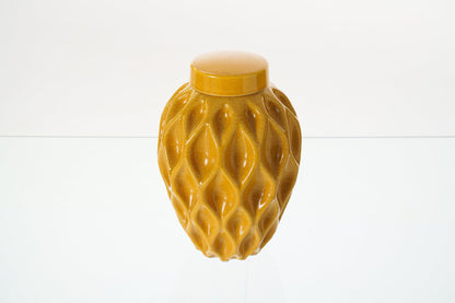 Cremation Urn "Echo" - 3D Printed Ceramic Urn | Amber Yellow | Large - Pulvis Art Urns