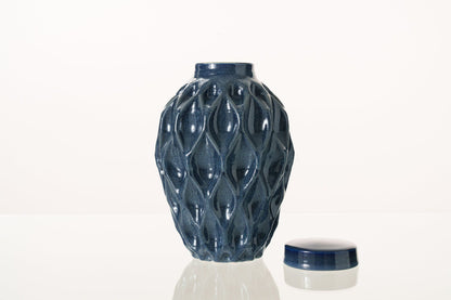 Cremation Urn "Echo" - 3D Printed Ceramic Urn | Blue Melange | Large - Pulvis Art Urns