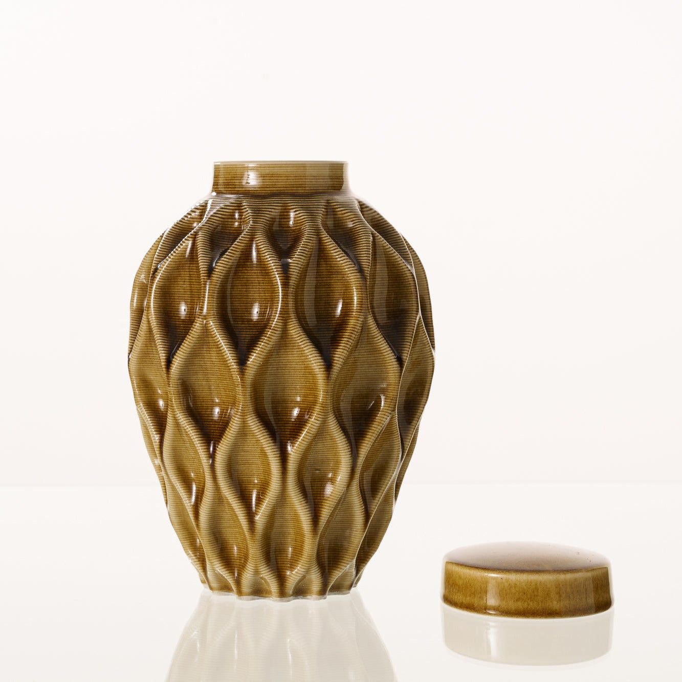 Cremation Urn "Echo" - 3D Printed Ceramic Urn | Dark Sand | Large - Pulvis Art Urns