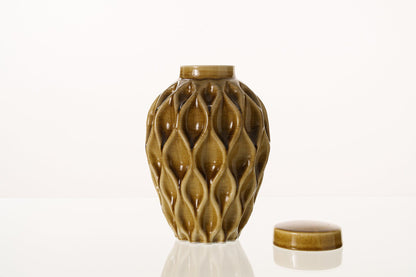 Cremation Urn "Echo" - 3D Printed Ceramic Urn | Dark Sand | Large - Pulvis Art Urns