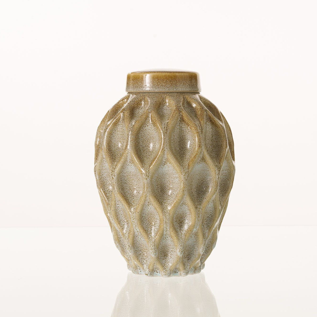 Cremation Urn "Echo" - 3D Printed Ceramic Urn | Light Sand Melange | Large - Pulvis Art Urns