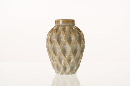 Cremation Urn "Echo" - 3D Printed Ceramic Urn | Light Sand Melange | Large - Pulvis Art Urns
