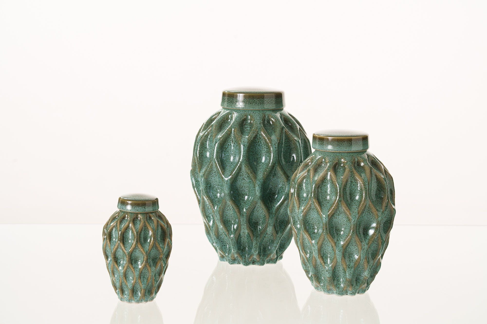 Cremation Urn "Echo" - 3D Printed Ceramic Urn | Blue Melange | Keepsake - Pulvis Art Urns