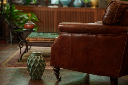 Cremation Urn "Echo" - 3D Printed Ceramic Urn | Oily Green Melange | Large - Pulvis Art Urns