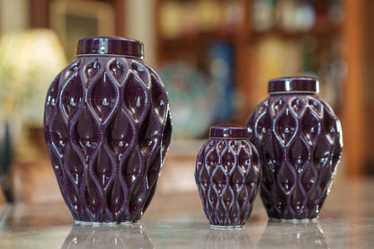 Cremation Urn "Echo" - 3D Printed Ceramic Urn | Violet | Medium - Pulvis Art Urns