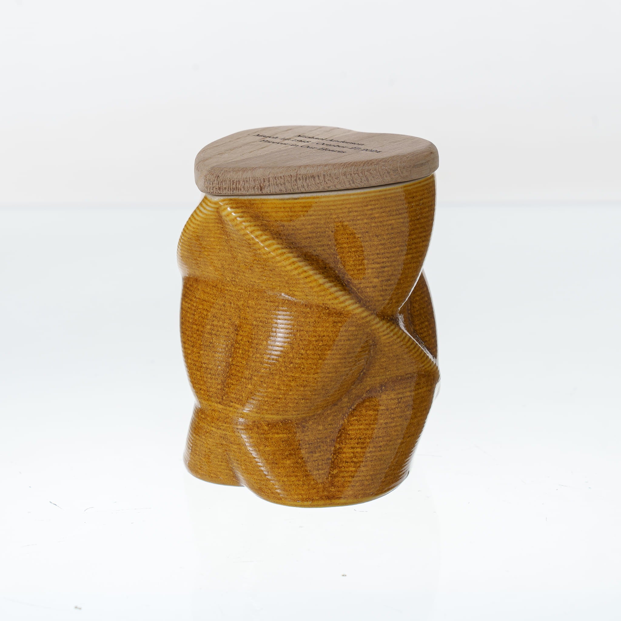 Pulvis Art Urns - Samll Size Urn -Cremation Urn "Nexus" - 3D Printed Ceramic Urn | Amber Yellow | Keepsake