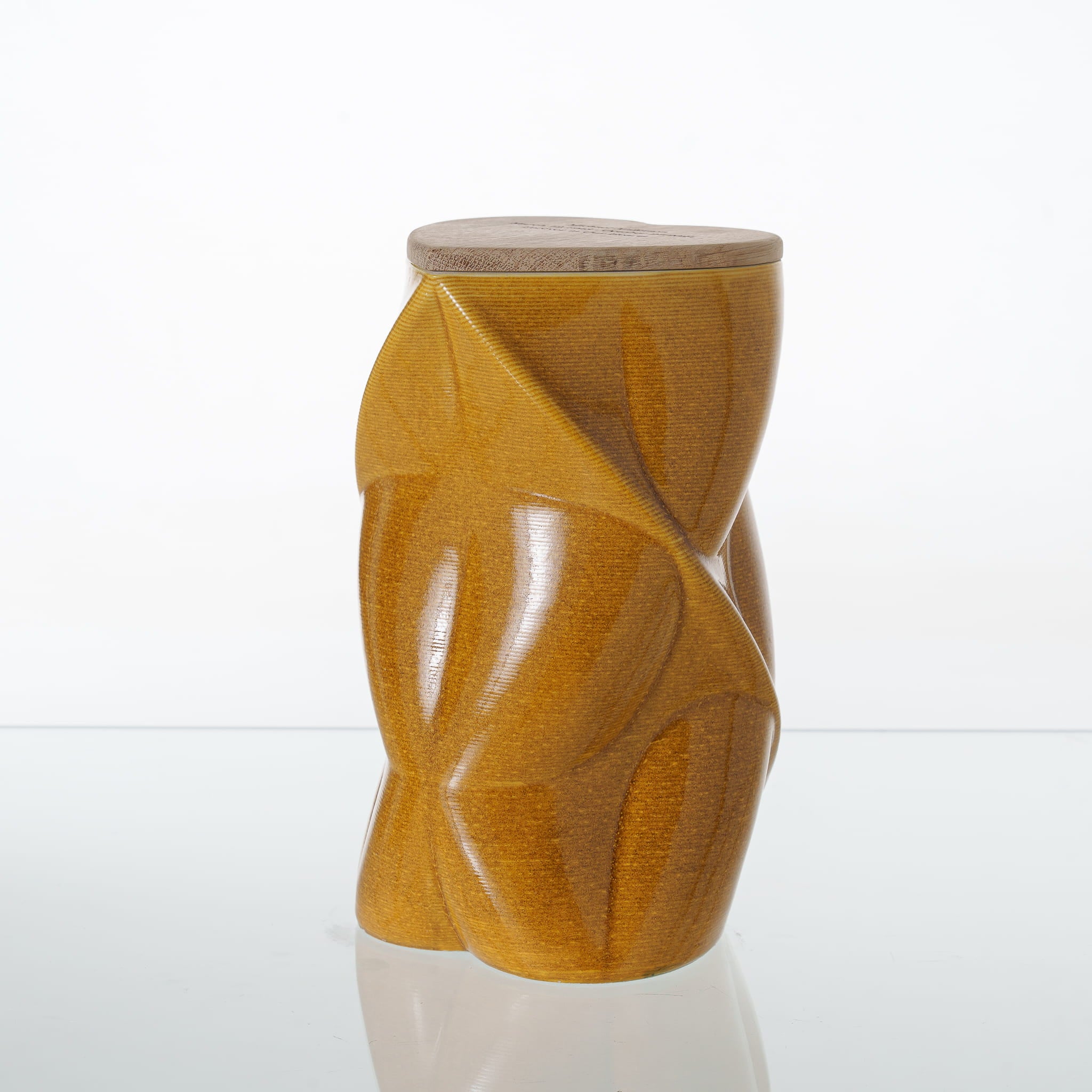 Pulvis Art Urns Adult Size Urn Cremation Urn "Nexus" - 3D Printed Ceramic Urn | Amber Yellow | Large