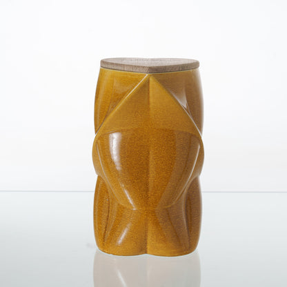 Pulvis Art Urns Adult Size Urn Cremation Urn "Nexus" - 3D Printed Ceramic Urn | Amber Yellow | Large