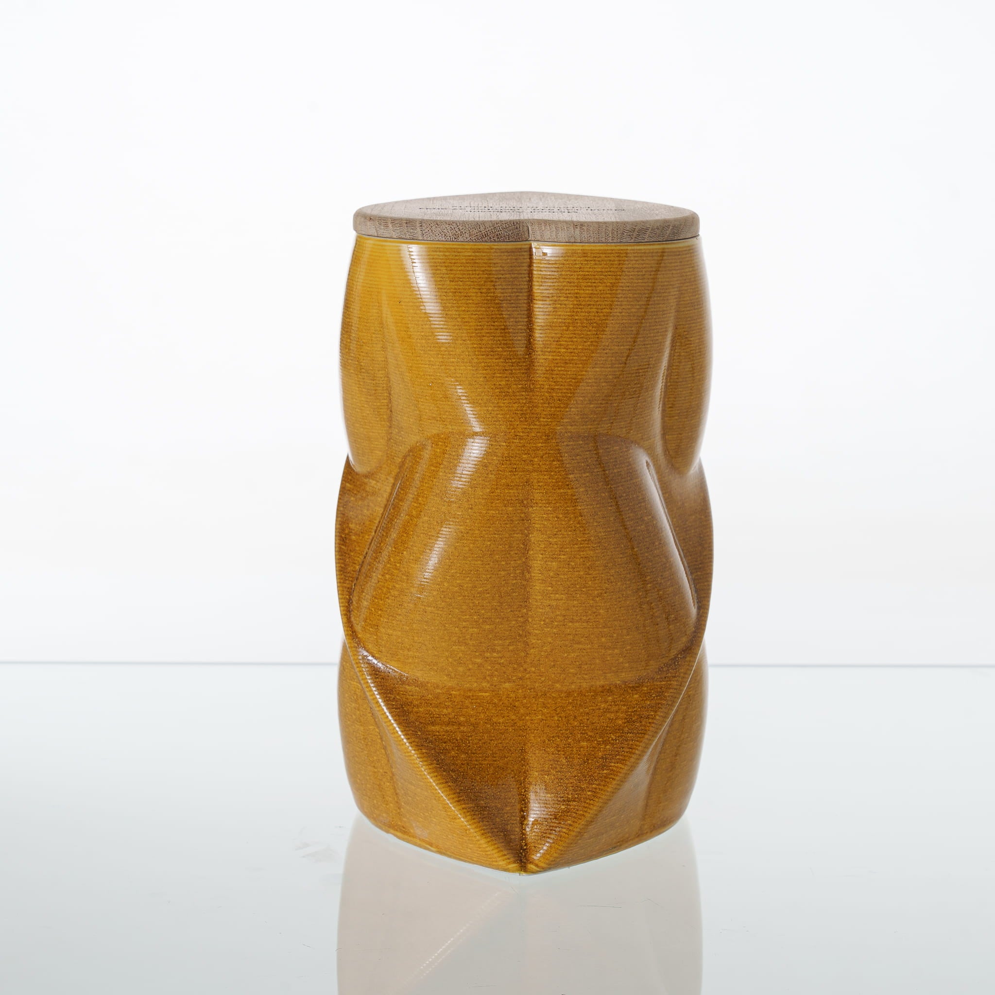 Pulvis Art Urns Adult Size Urn Cremation Urn "Nexus" - 3D Printed Ceramic Urn | Amber Yellow | Large