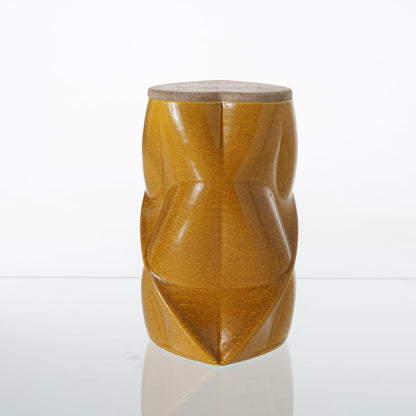 Pulvis Art Urns Adult Size Urn Cremation Urn "Nexus" - 3D Printed Ceramic Urn | Amber Yellow | Large