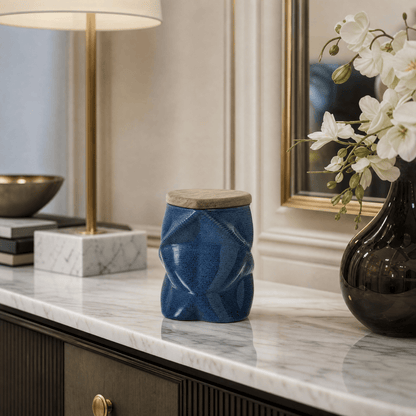 Pulvis Art Urns - Small Size Urn -Cremation Urn "Nexus" - 3D Printed Ceramic Urn | Blue Melange | Keepsake