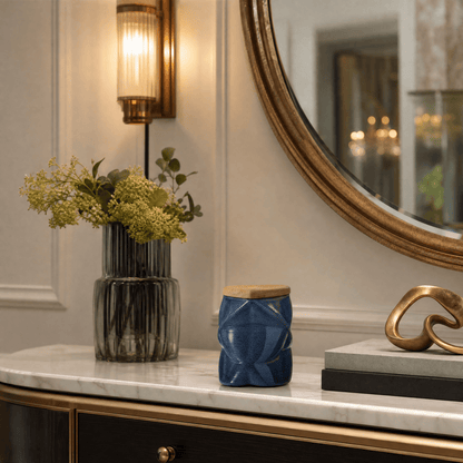 Pulvis Art Urns - Small Size Urn -Cremation Urn "Nexus" - 3D Printed Ceramic Urn | Blue Melange | Keepsake